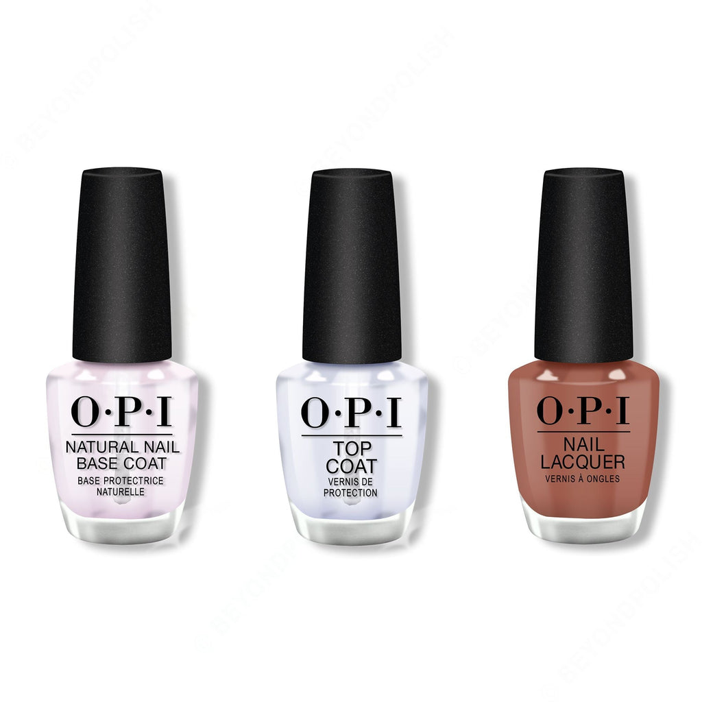 OPI - Nail Lacquer Combo - Base, Top & Chocolate Moose 0.5 oz - Salon Quality
