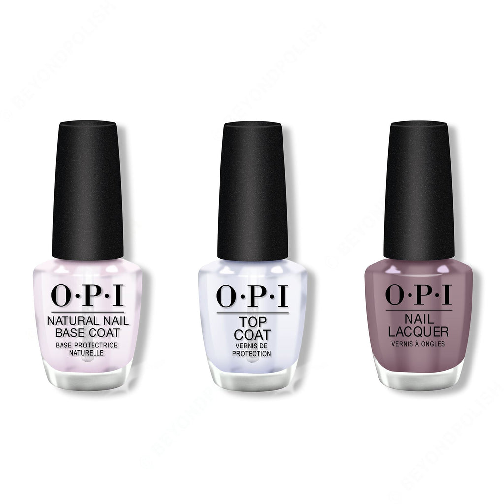 OPI - Nail Lacquer Combo - Base, Top & Claydreaming - Salon Quality
