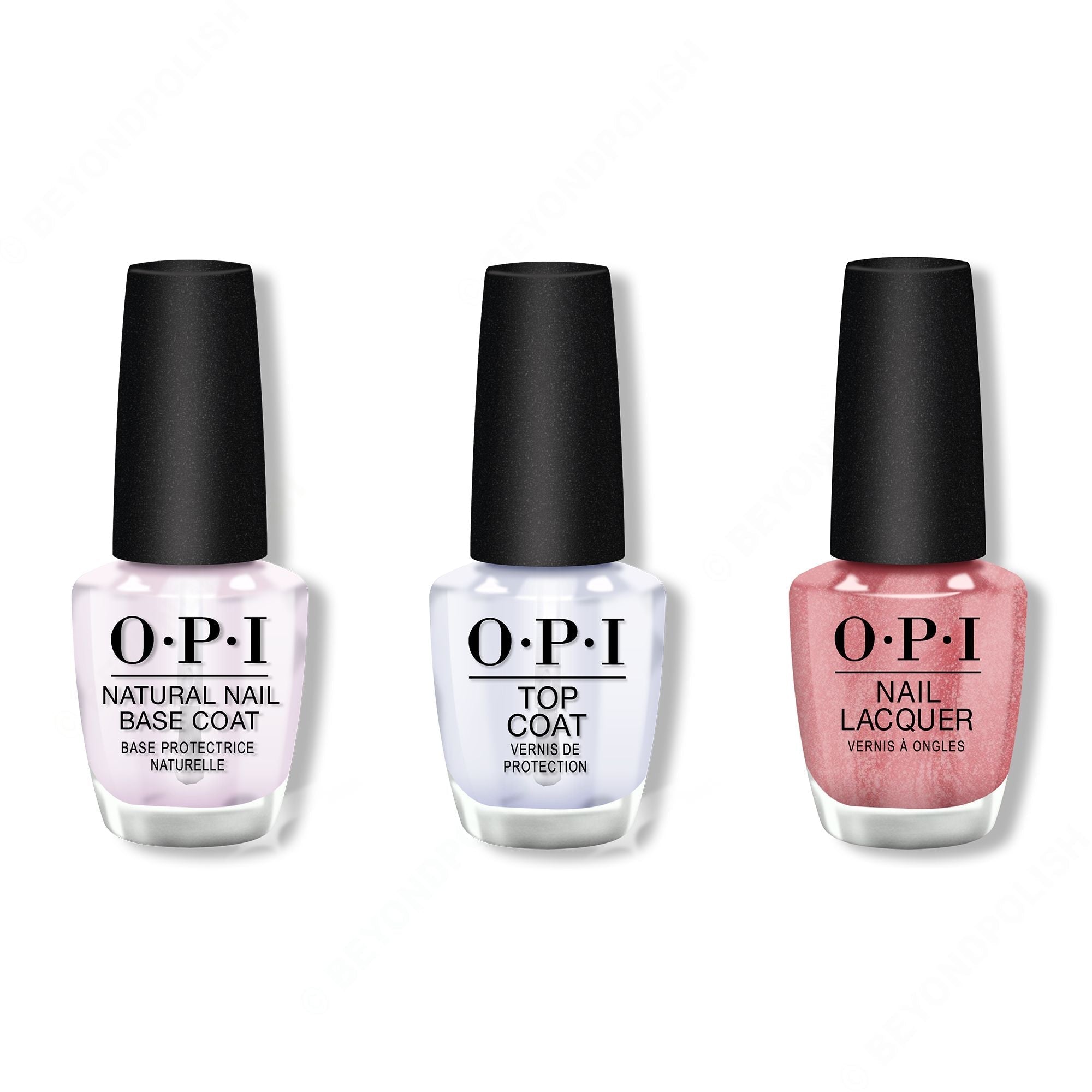 OPI - Nail Lacquer Combo - Base, Top & Cozu-melted in the Sun 0.5 oz - Salon Quality