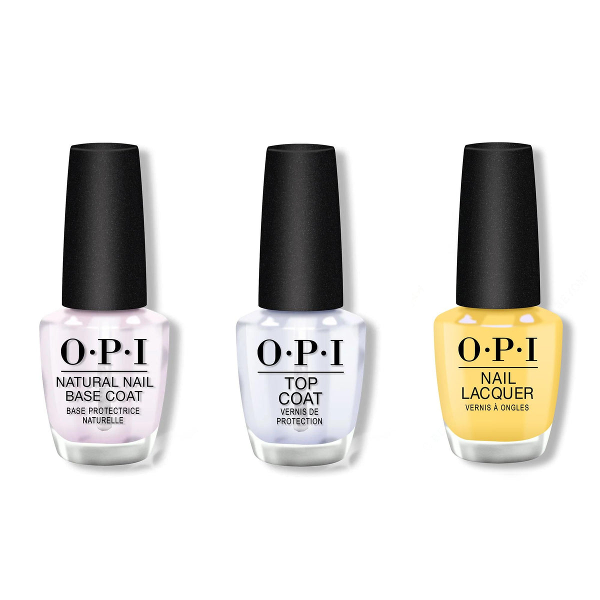 OPI - Nail Lacquer Combo - Base, Top & Daffodil Duck Walk - Salon Quality