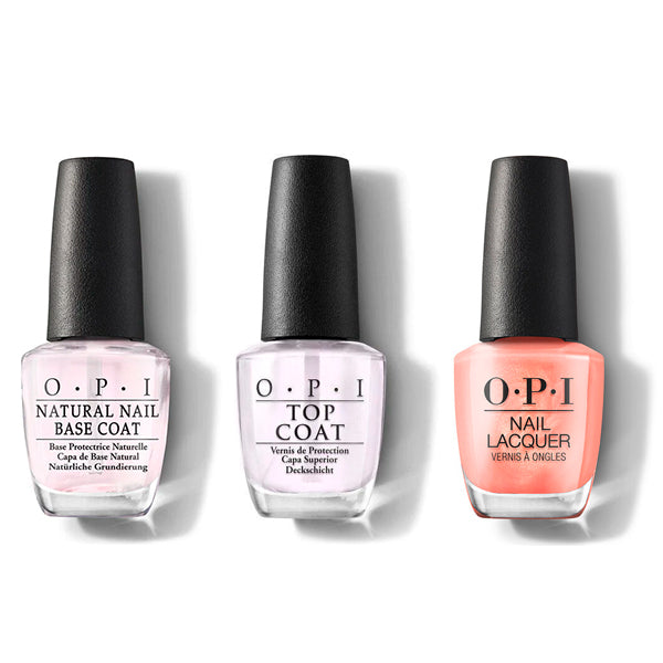 OPI - Nail Lacquer Combo - Base, Top & Data Peach - Salon Quality