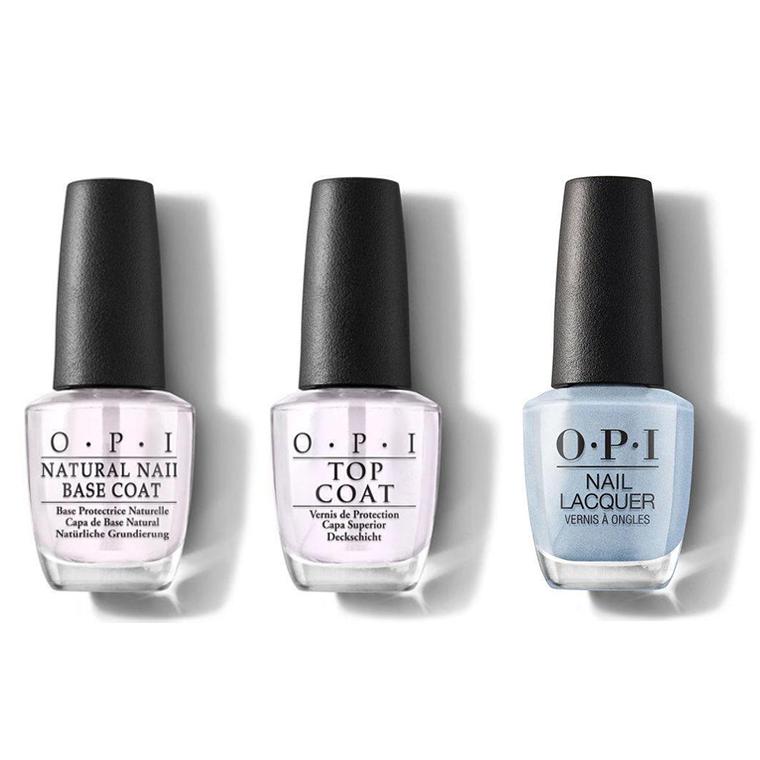 OPI - Nail Lacquer Combo - Base, Top & Did You See Those Mussels 0.5 oz - Salon Quality