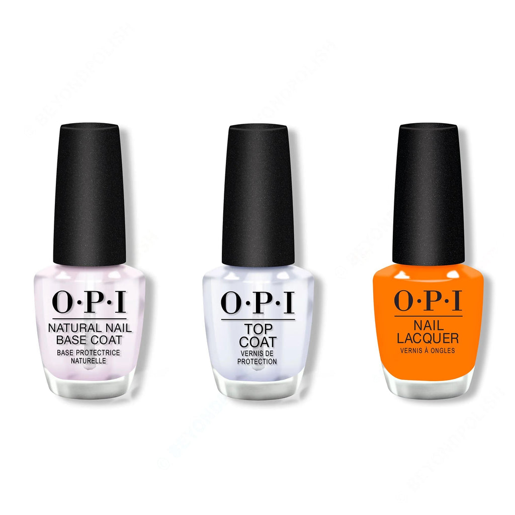 OPI - Nail Lacquer Combo - Base, Top & Feelin' Fire - Salon Quality