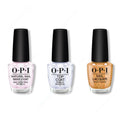 OPI - Nail Lacquer Combo - Base, Top & Five Golden Flings - Salon Quality