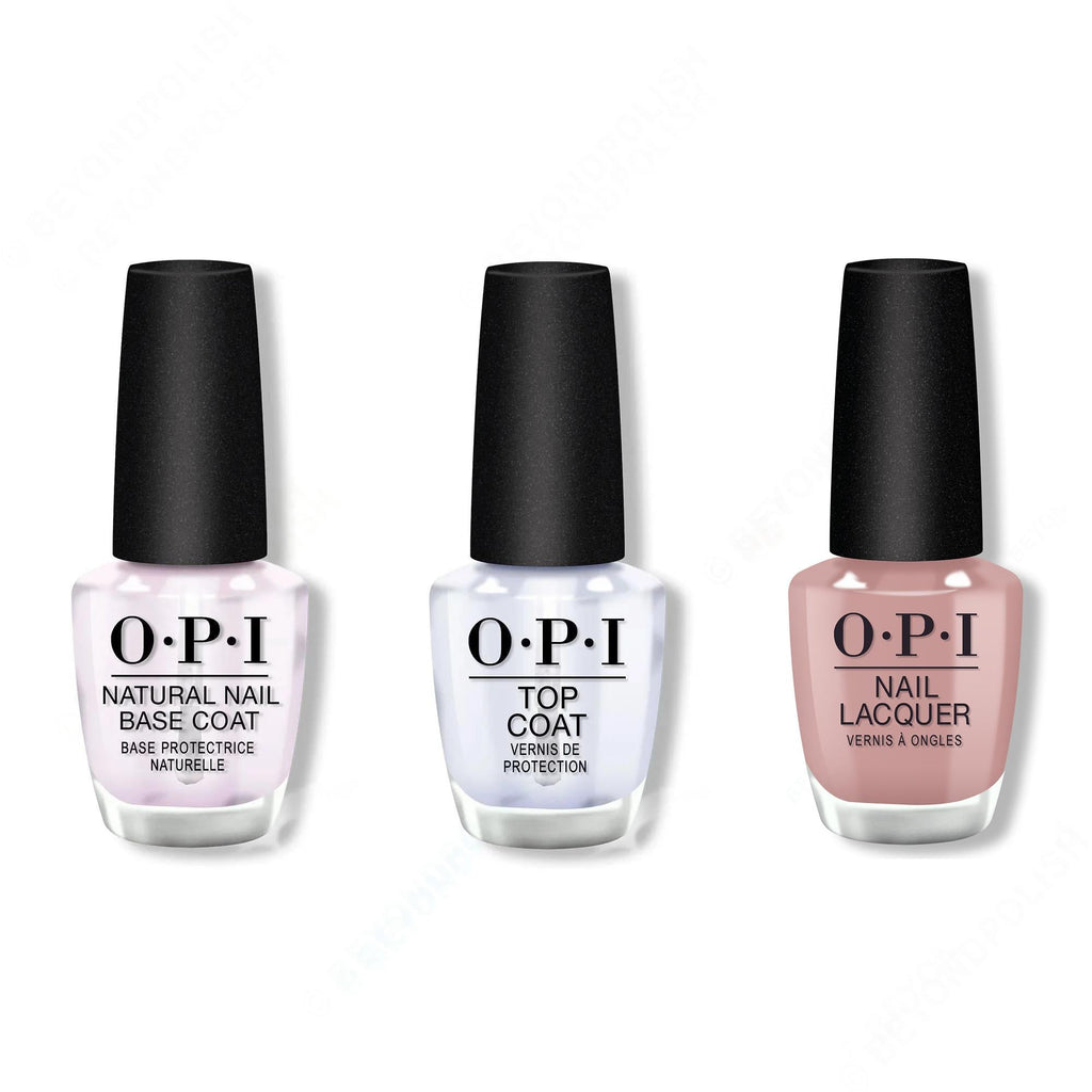 OPI - Nail Lacquer Combo - Base, Top & Flannel Aerobics - Salon Quality