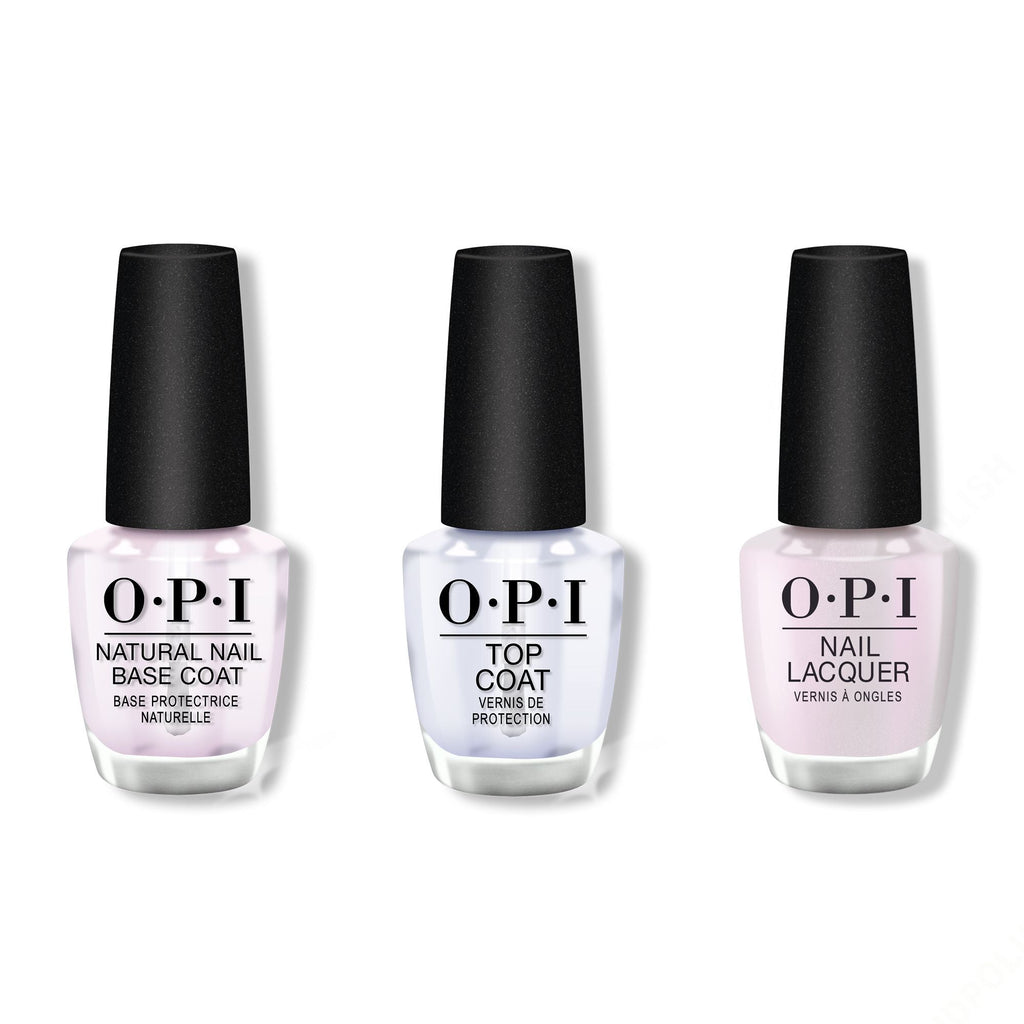 OPI - Nail Lacquer Combo - Base, Top & Glazed N' Amused - Salon Quality