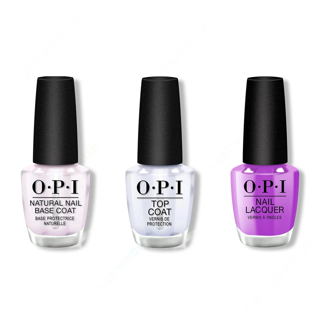 OPI - Nail Lacquer Combo - Base, Top & Glowin' on Vacay - Salon Quality