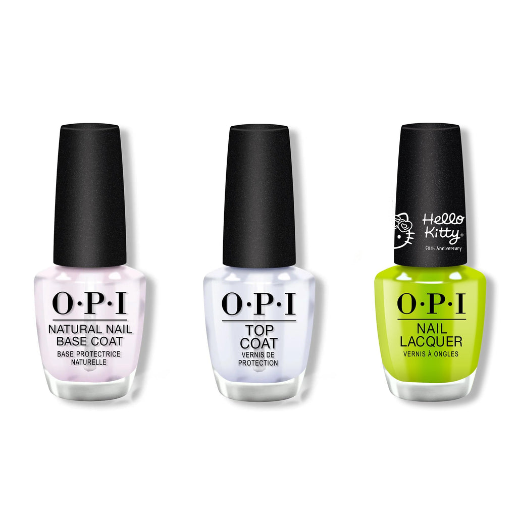 OPI - Nail Lacquer Combo - Base, Top & Hello Kindness - Salon Quality
