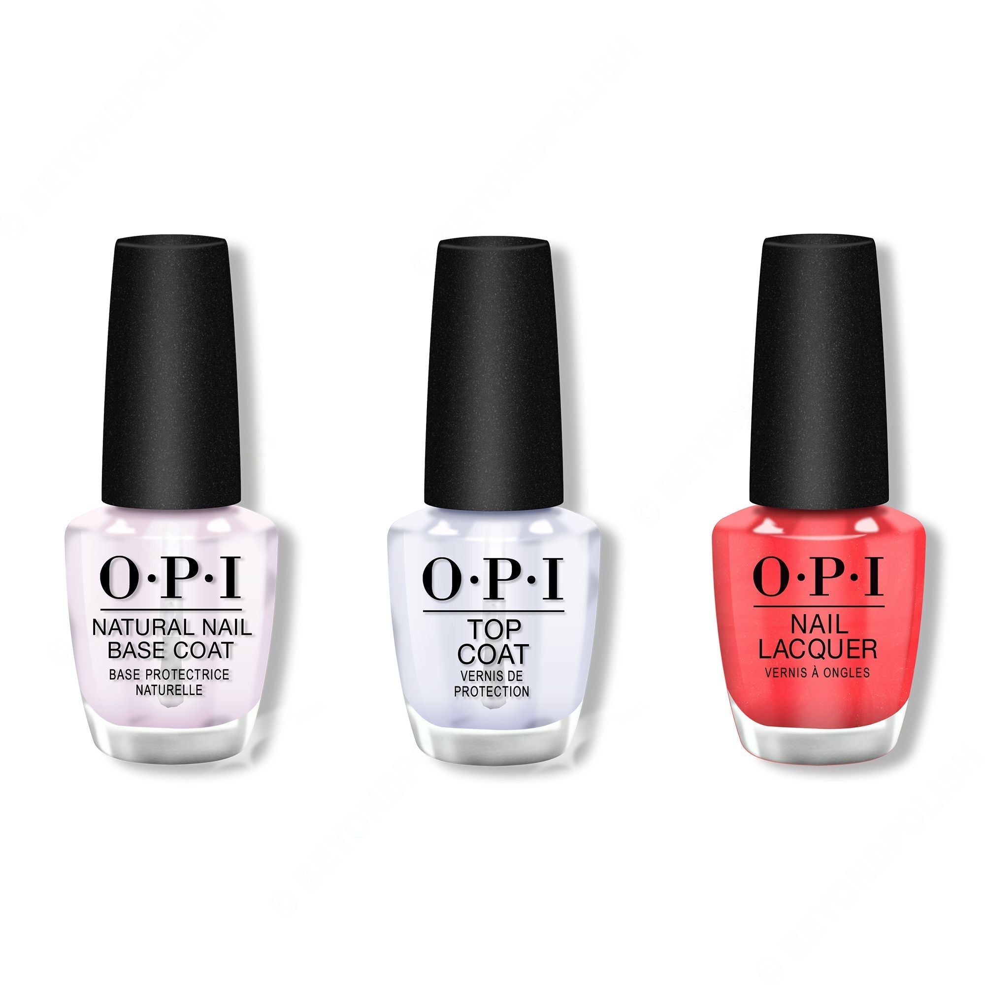 OPI - Nail Lacquer Combo - Base, Top & I Eat Mainely Lobster 0.5 oz - Salon Quality