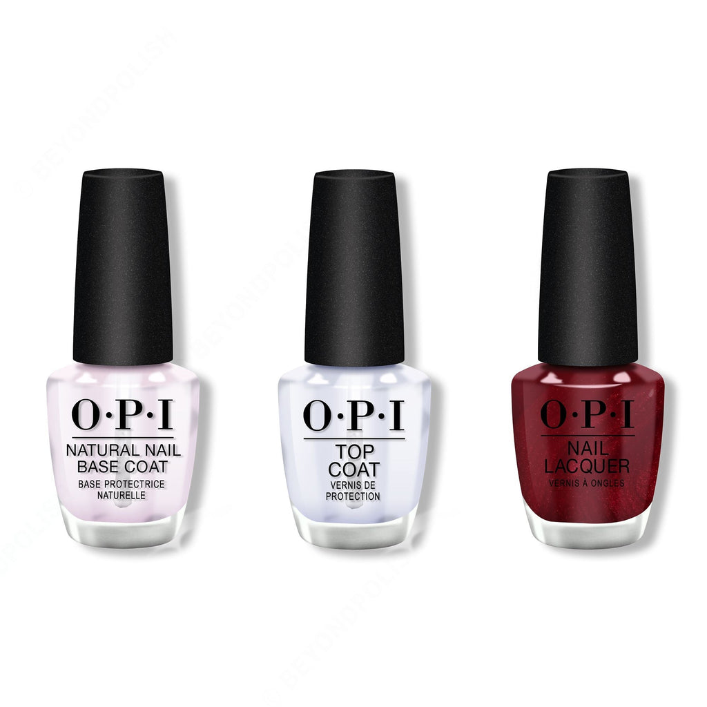 OPI - Nail Lacquer Combo - Base, Top & I'm Not Really a Waitress 0.5 oz - Salon Quality