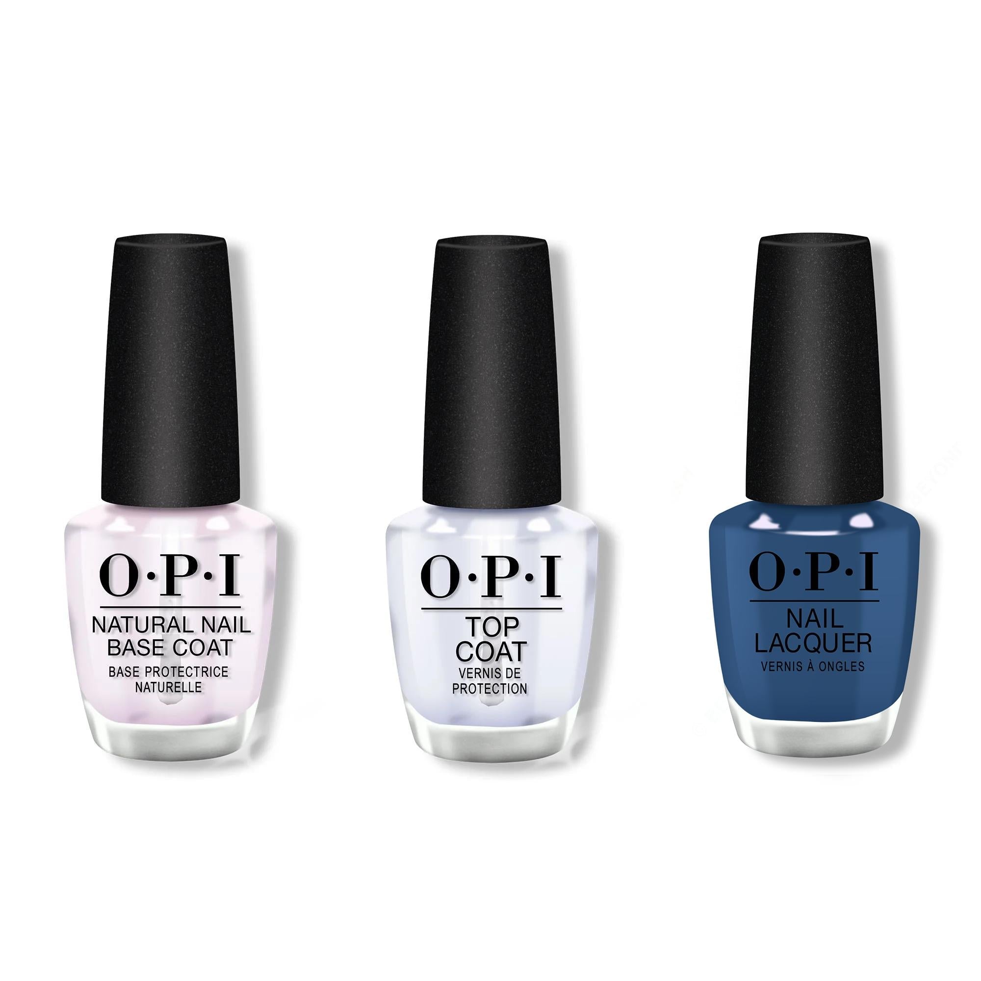 OPI - Nail Lacquer Combo - Base, Top & IndiGO off - Salon Quality