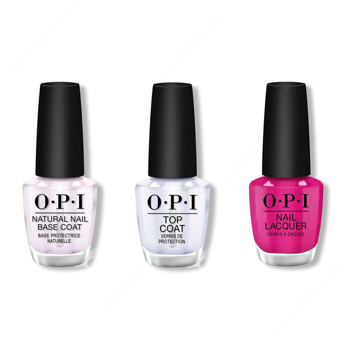 OPI - Nail Lacquer Combo - Base, Top & La Paz-itively Hot 0.5 oz - Salon Quality