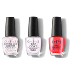 OPI - Nail Lacquer Combo - Base, Top & Left Your Texts On Red - Salon Quality