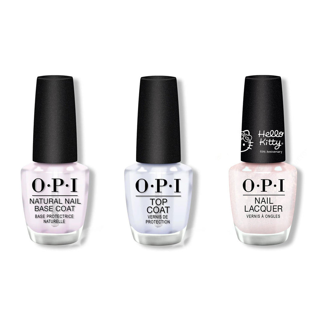 OPI - Nail Lacquer Combo - Base, Top & Let's Be Friends Forever - Salon Quality