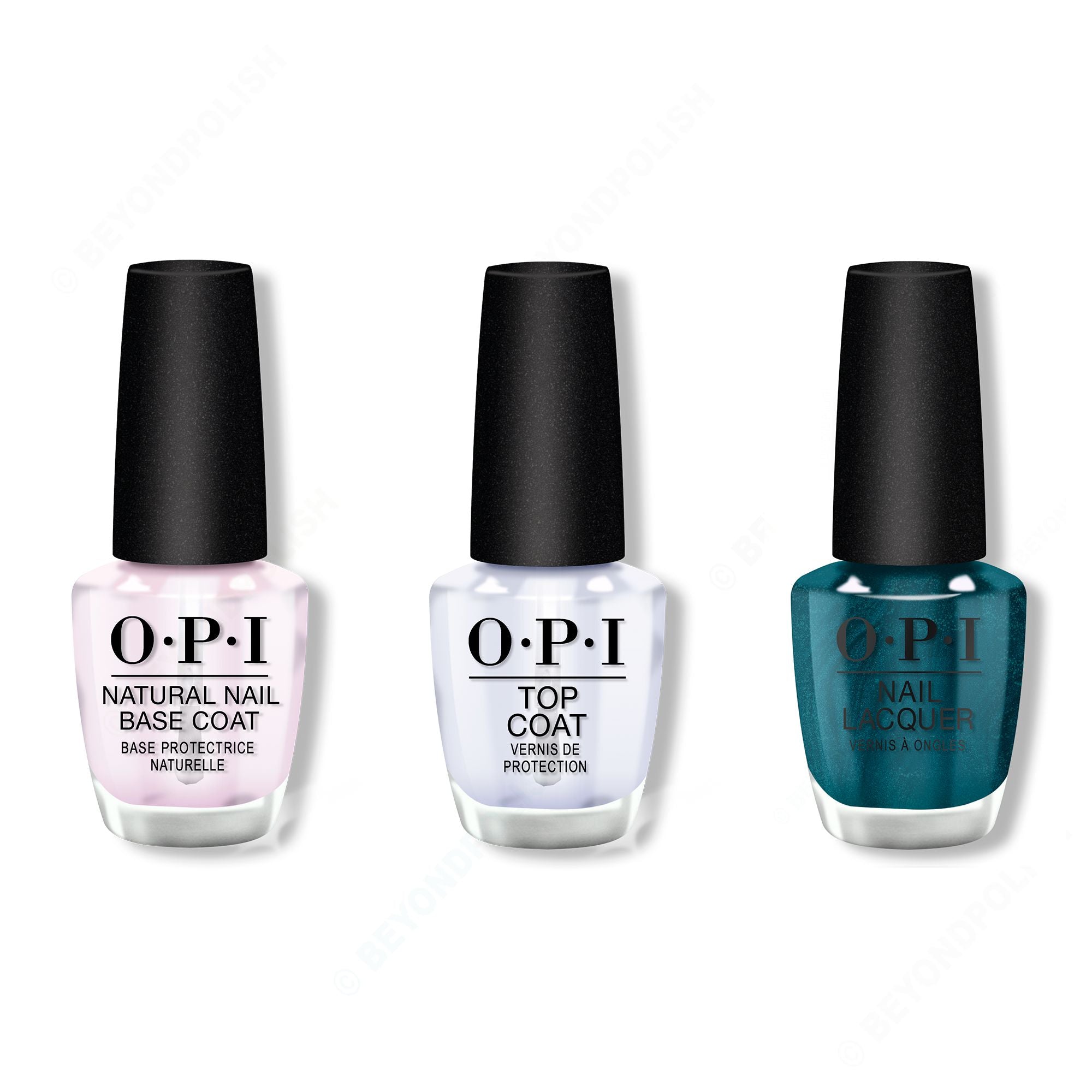 OPI - Nail Lacquer Combo - Base, Top & Let's Scrooge - Salon Quality