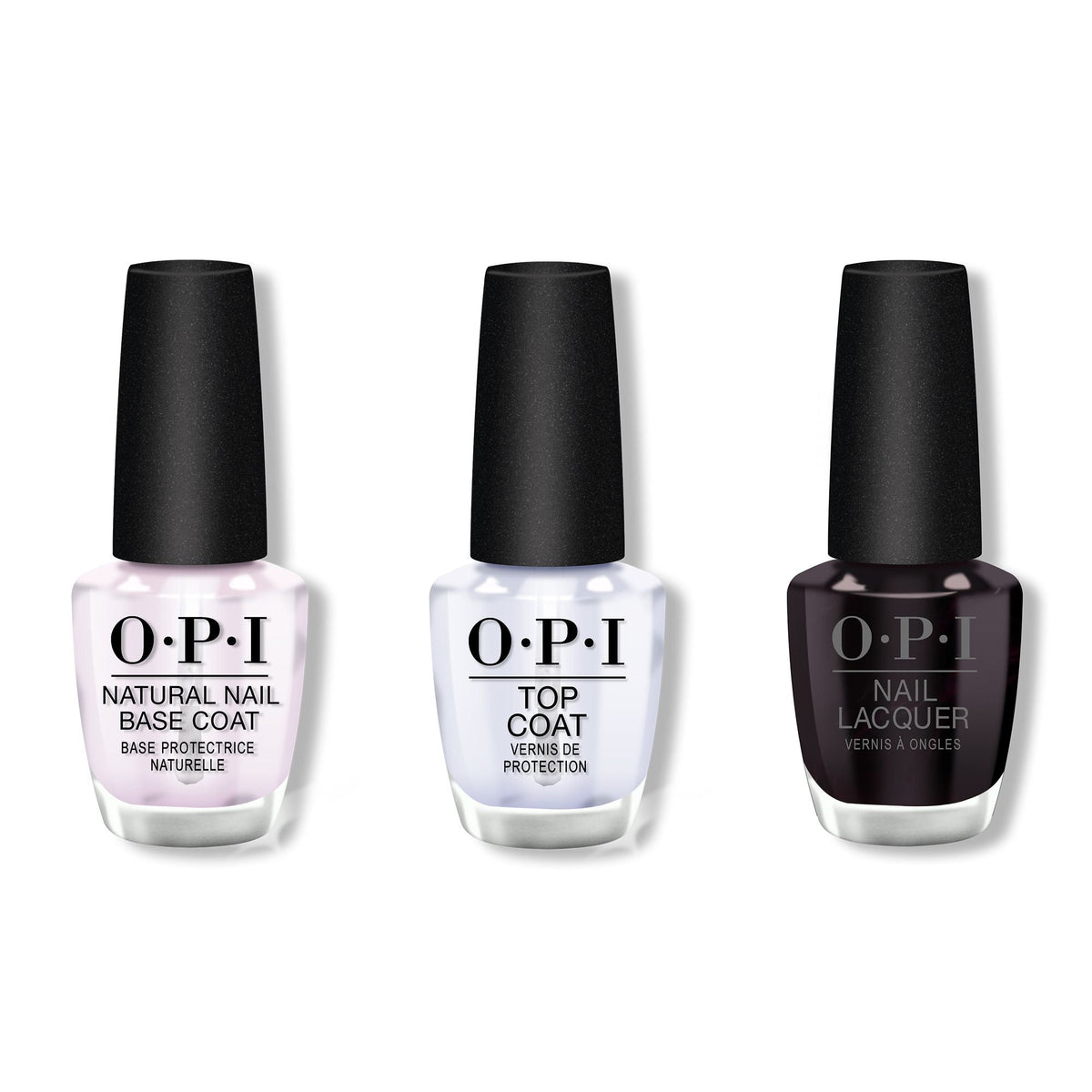 OPI - Nail Lacquer Combo - Base, Top & Lincoln Park After Dark 0.5 oz - Salon Quality