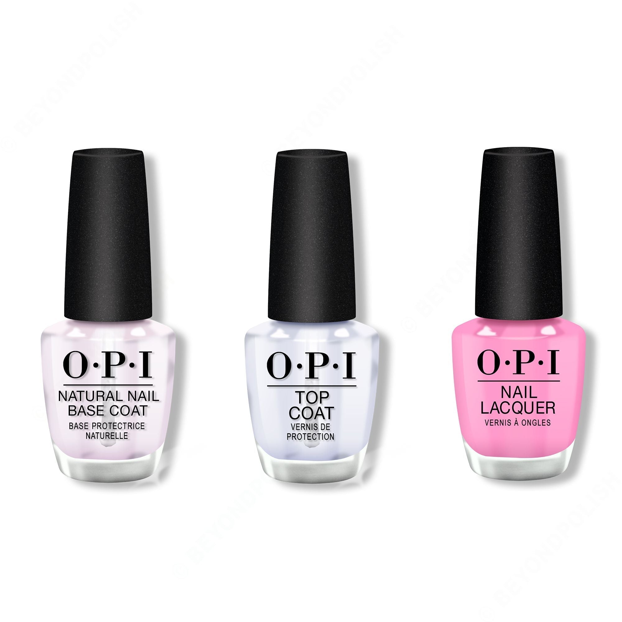 OPI - Nail Lacquer Combo - Base, Top & Lucky Lucky Lavender 0.5 oz - Salon Quality