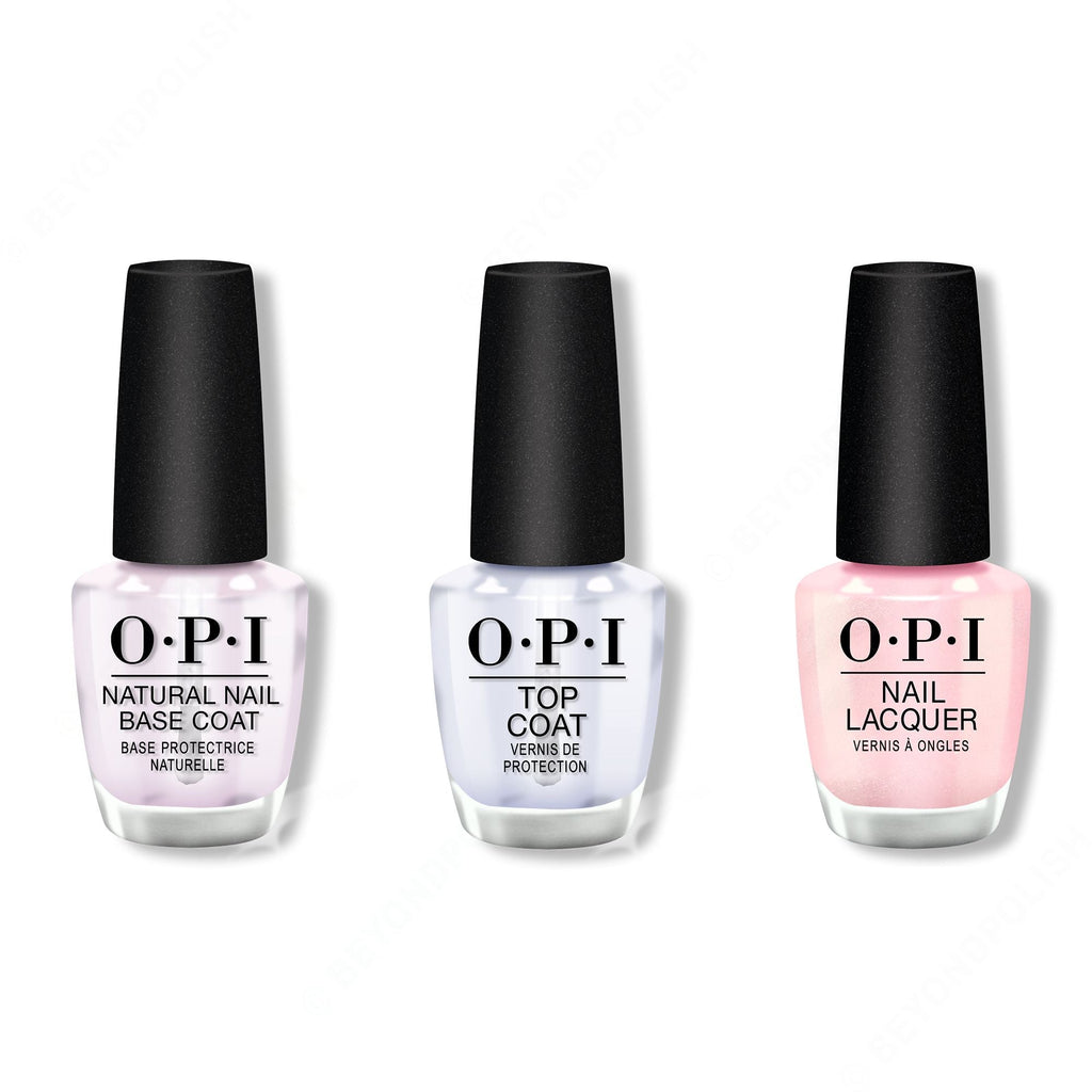 OPI - Nail Lacquer Combo - Base, Top & Merry & Ice - Salon Quality