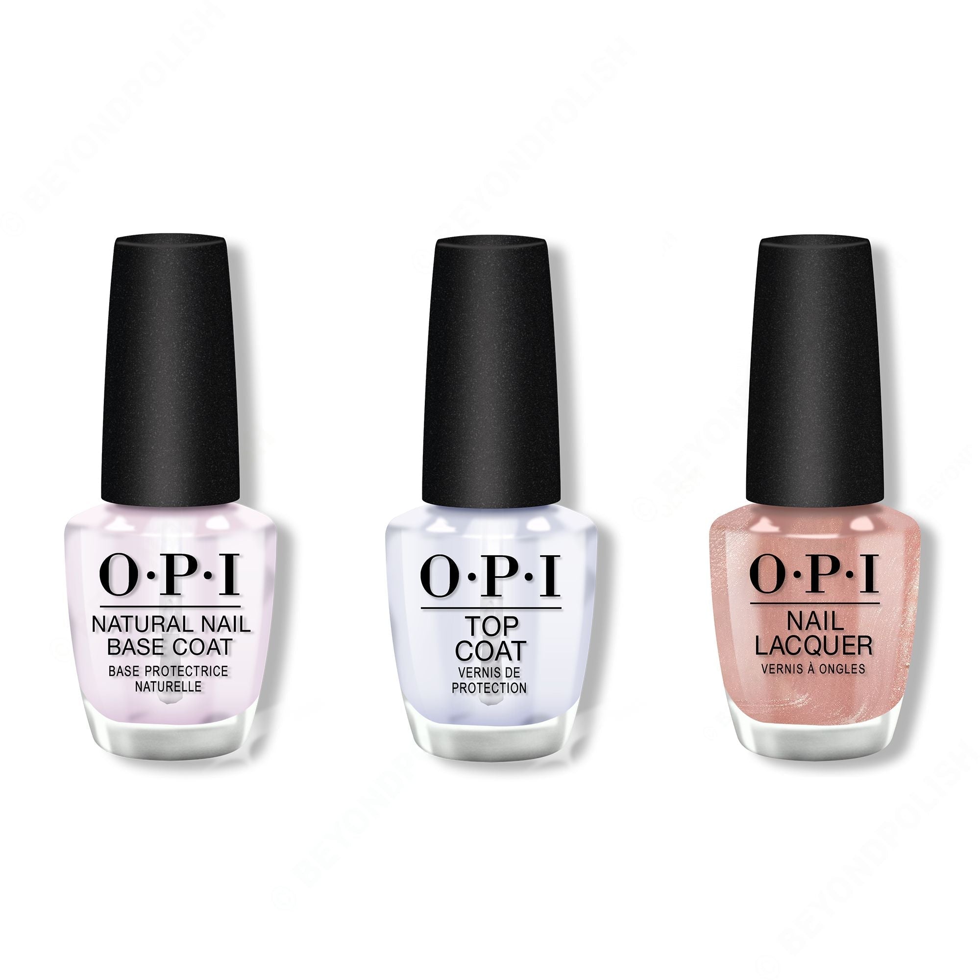 OPI - Nail Lacquer Combo - Base, Top & Metallic Composition - Salon Quality