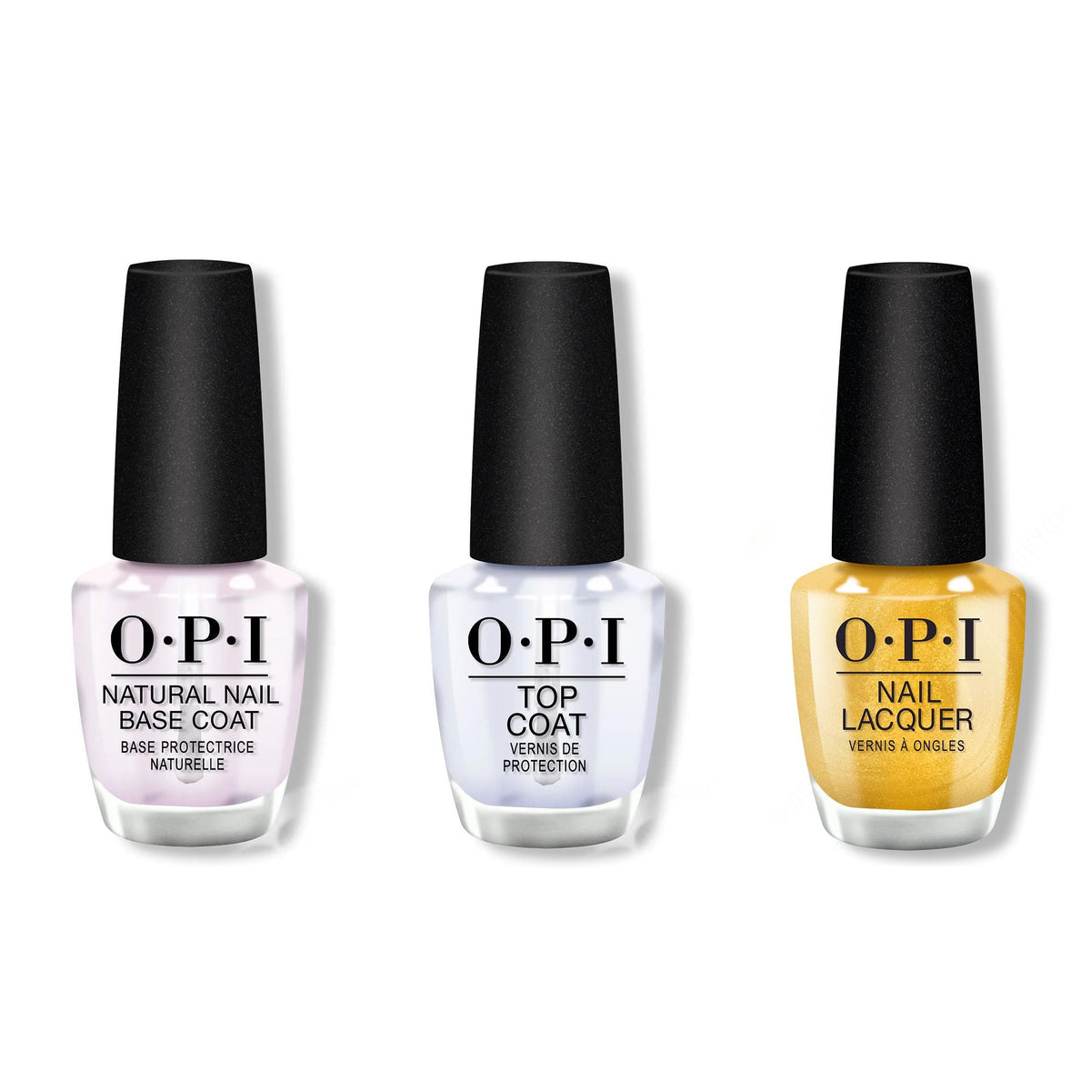 OPI - Nail Lacquer Combo - Base, Top & Metallic Rewind - Salon Quality