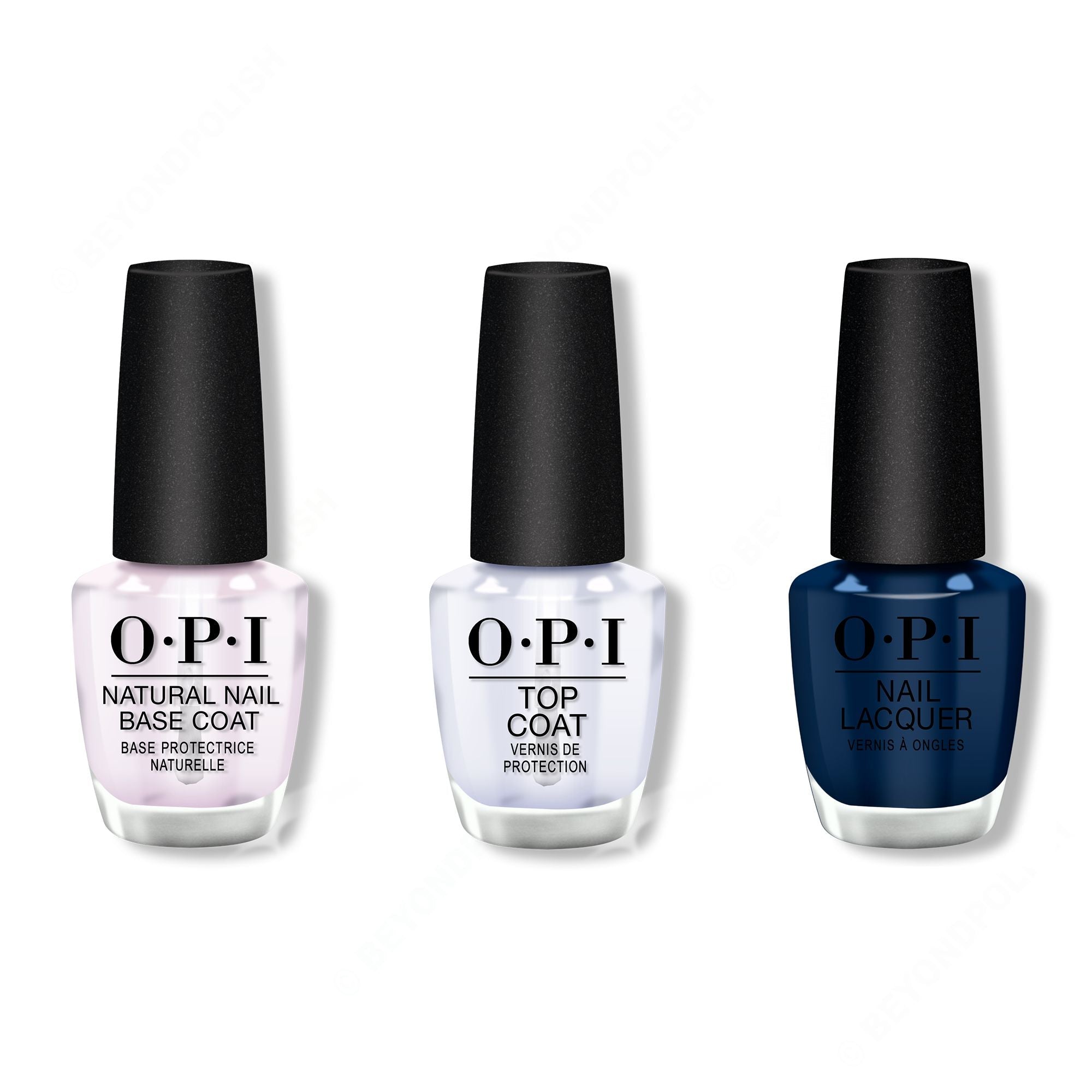 OPI - Nail Lacquer Combo - Base, Top & Midnight Mantra - Salon Quality