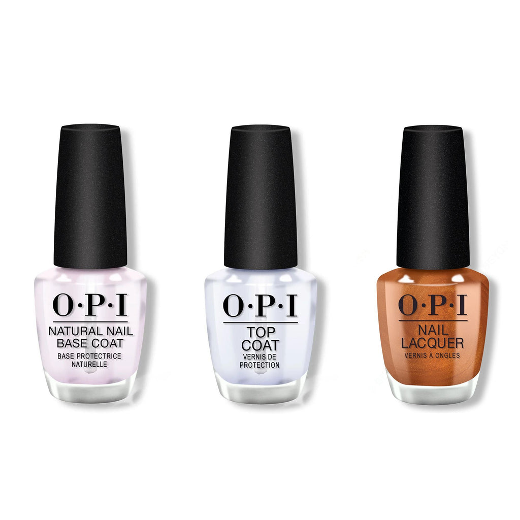 OPI - Nail Lacquer Combo - Base, Top & Millennium Mocha - Salon Quality
