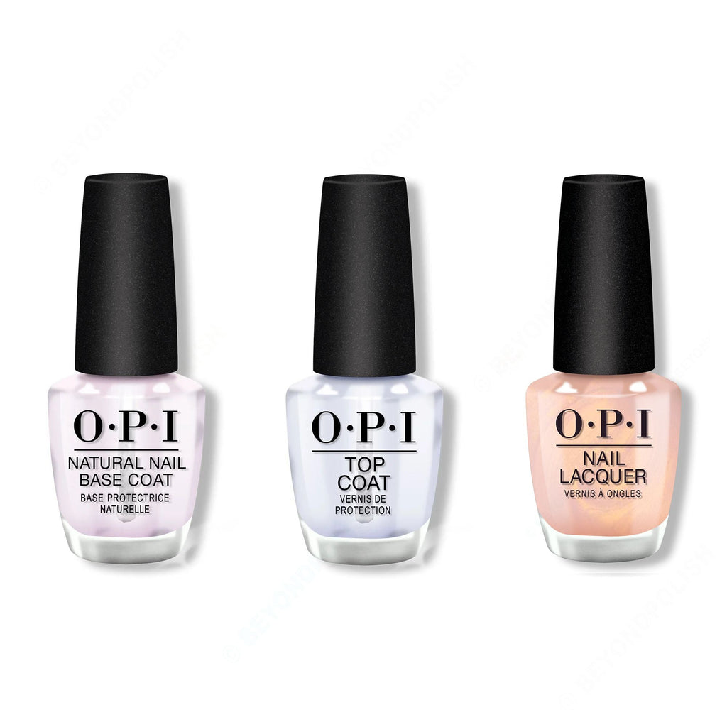 OPI - Nail Lacquer Combo - Base, Top & Mirror, Mirror on the Awe - Salon Quality