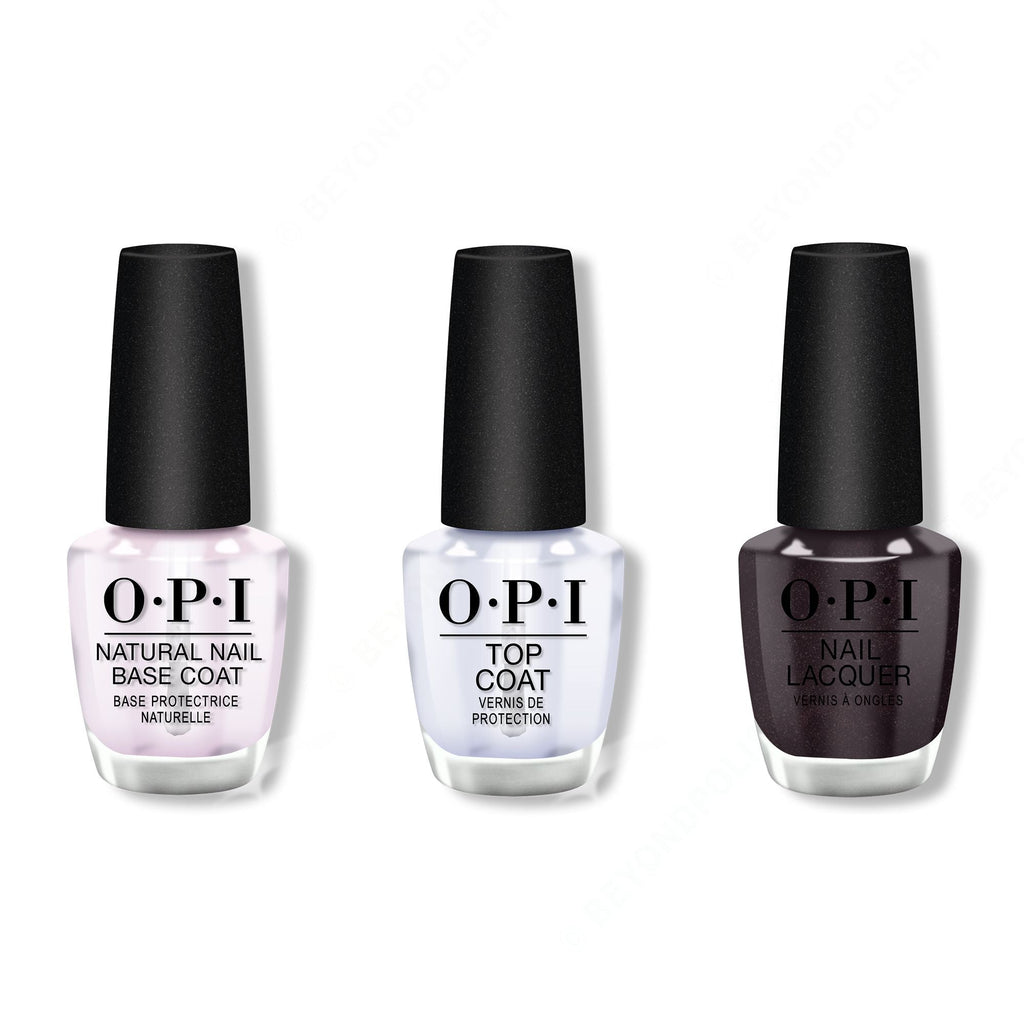 OPI - Nail Lacquer Combo - Base, Top & My Private Jet 0.5 oz - Salon Quality