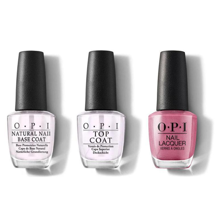 OPI - Nail Lacquer Combo - Base, Top & Not So Bora-Bora-ing Pink 0.5 oz - Salon Quality