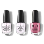 OPI - Nail Lacquer Combo - Base, Top & Not So Bora-Bora-ing Pink 0.5 oz - Salon Quality