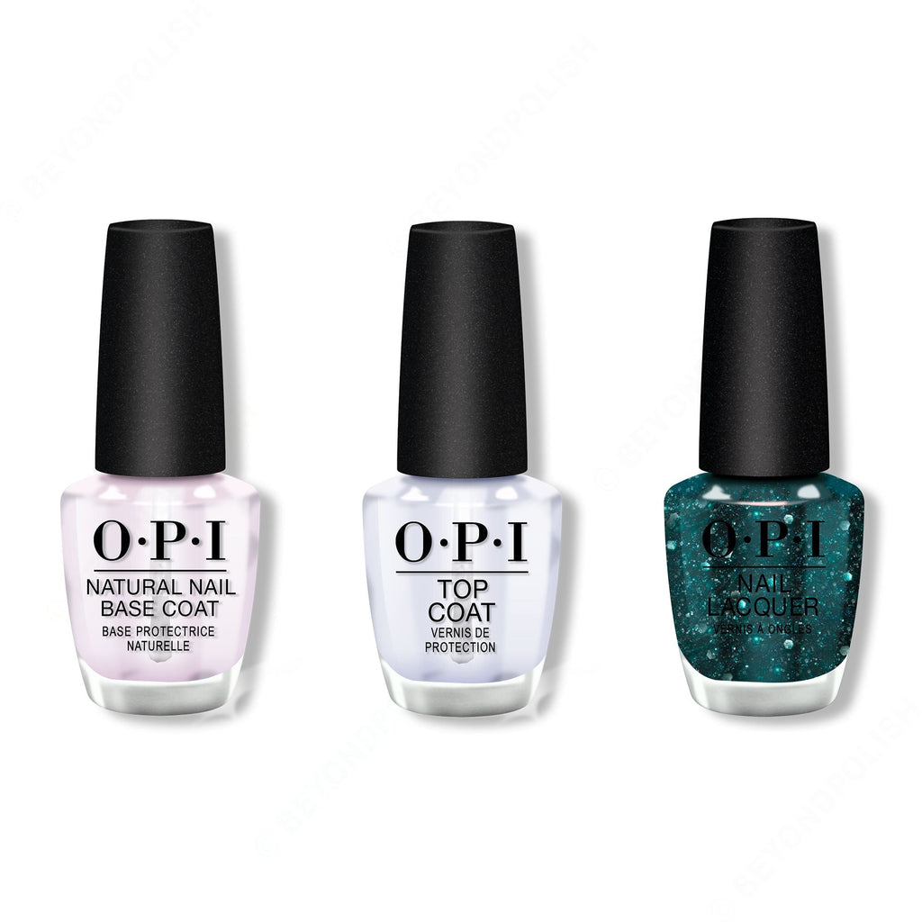 OPI - Nail Lacquer Combo - Base, Top & OPI'm a Gem - Salon Quality