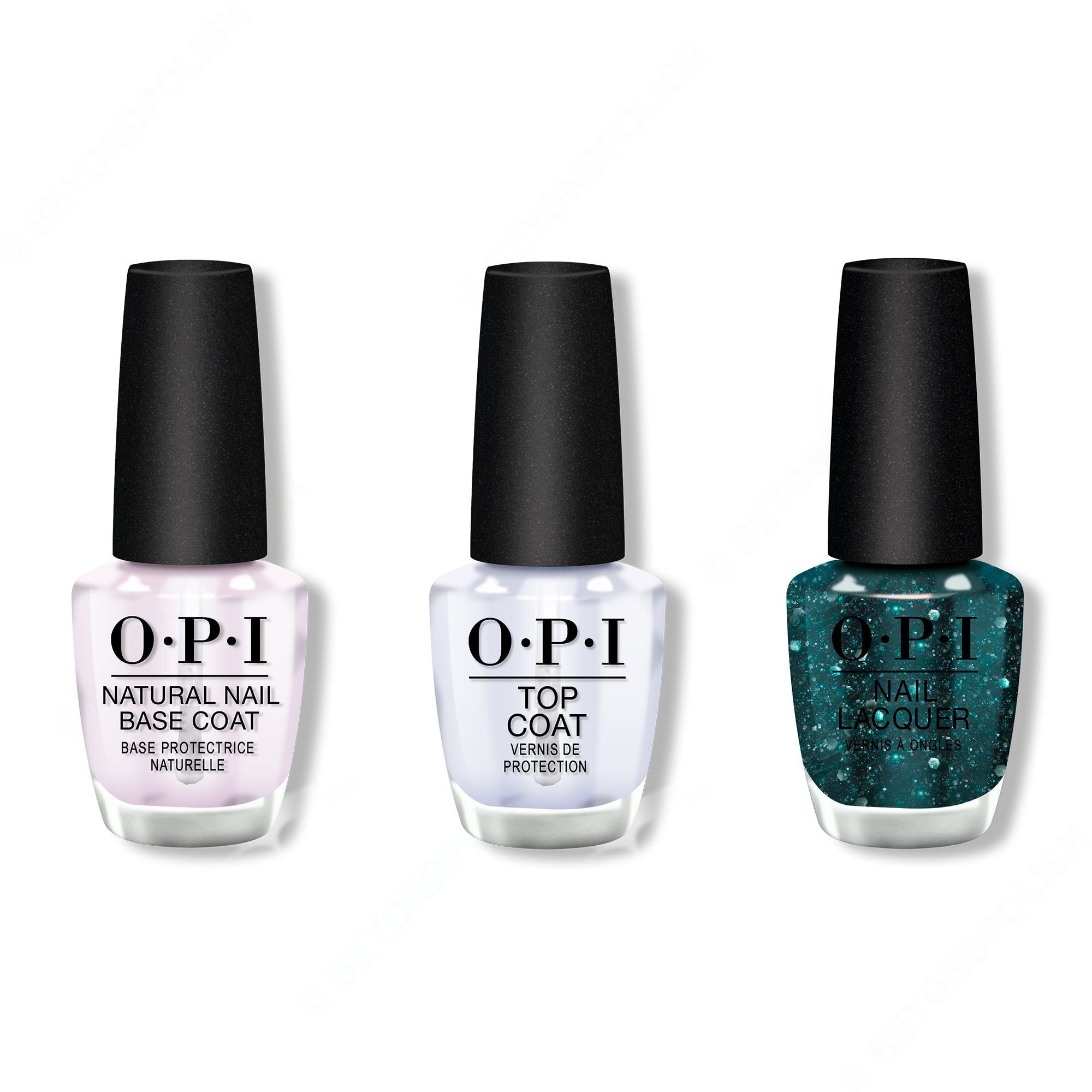 OPI - Nail Lacquer Combo - Base, Top & OPI'm a Gem - Salon Quality