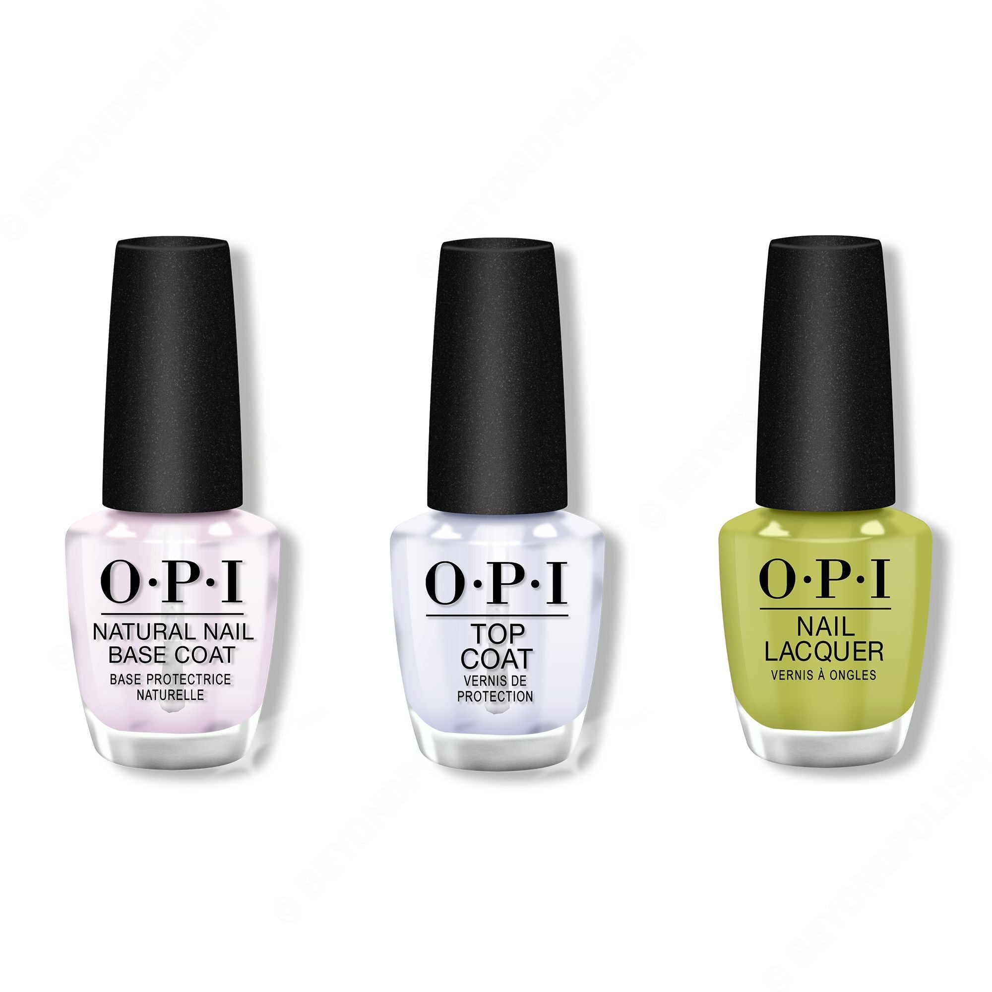 OPI - Nail Lacquer Combo - Base, Top & Pear-adise Cove - Salon Quality