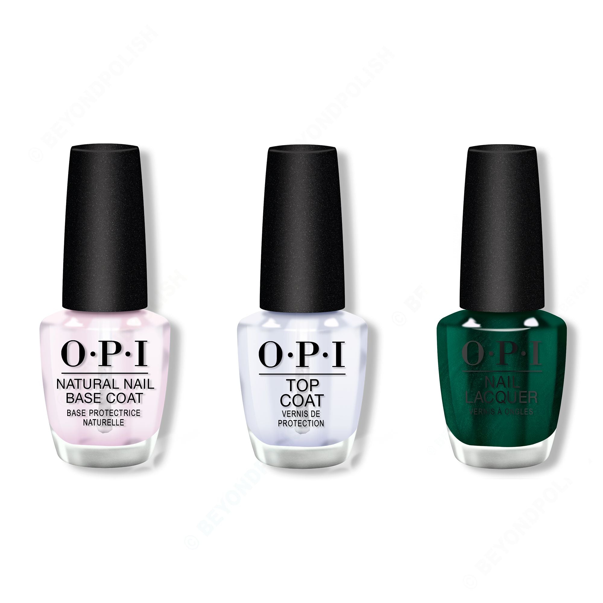 OPI - Nail Lacquer Combo - Base, Top & Peppermint Bark and Bite - Salon Quality