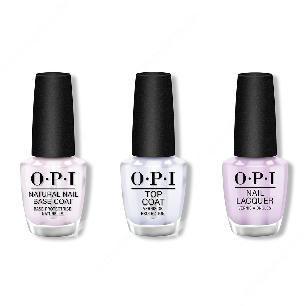 OPI - Nail Lacquer Combo - Base, Top & Polly Want a Lacquer 0.5 oz - Salon Quality