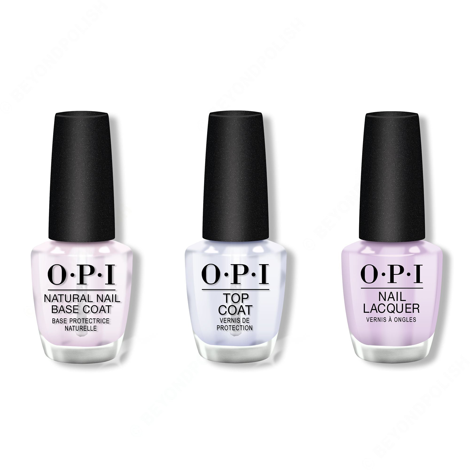 OPI - Nail Lacquer Combo - Base, Top & Polly Want a Lacquer 0.5 oz - Salon Quality