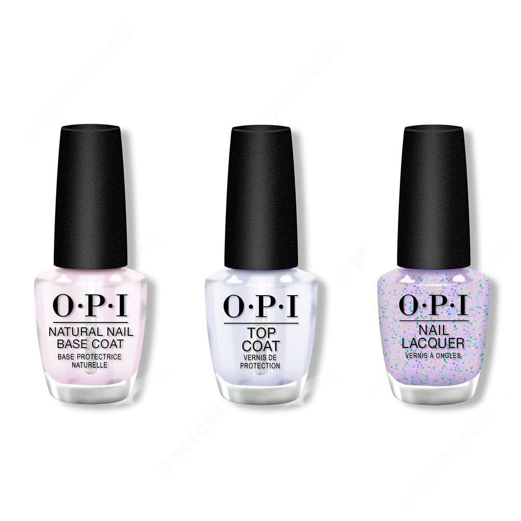 OPI - Nail Lacquer Combo - Base, Top & Put On Something Ice - Salon Quality