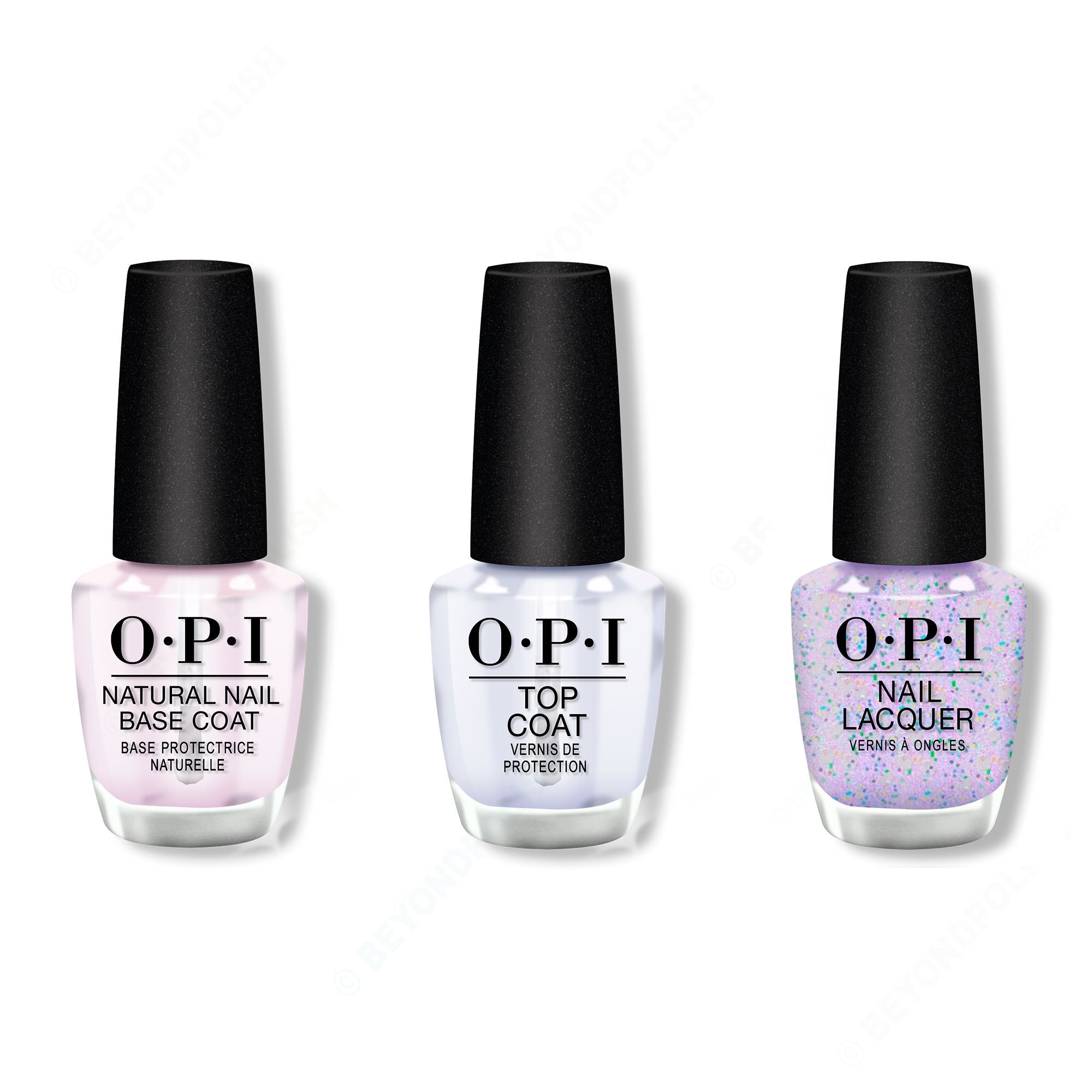 OPI - Nail Lacquer Combo - Base, Top & Put On Something Ice - Salon Quality