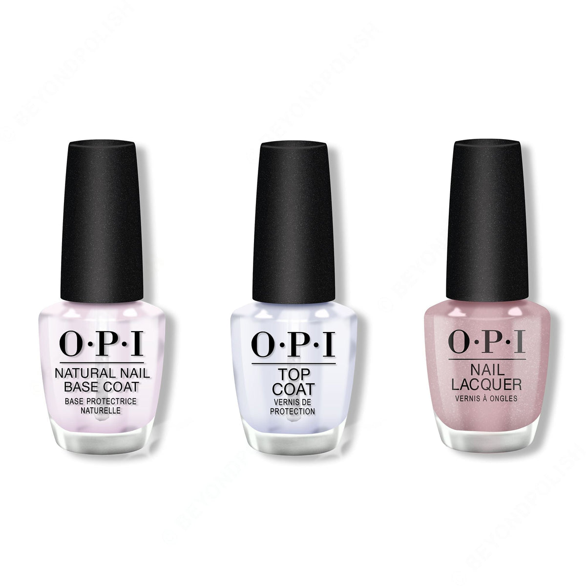 OPI - Nail Lacquer Combo - Base, Top & Quest for Quartz - Salon Quality