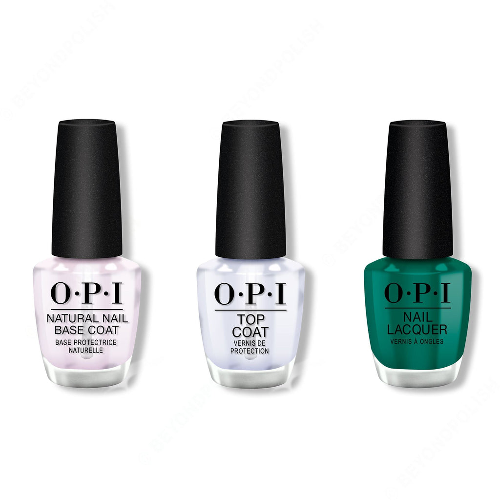 OPI - Nail Lacquer Combo - Base, Top & Rated Pea-G - Salon Quality