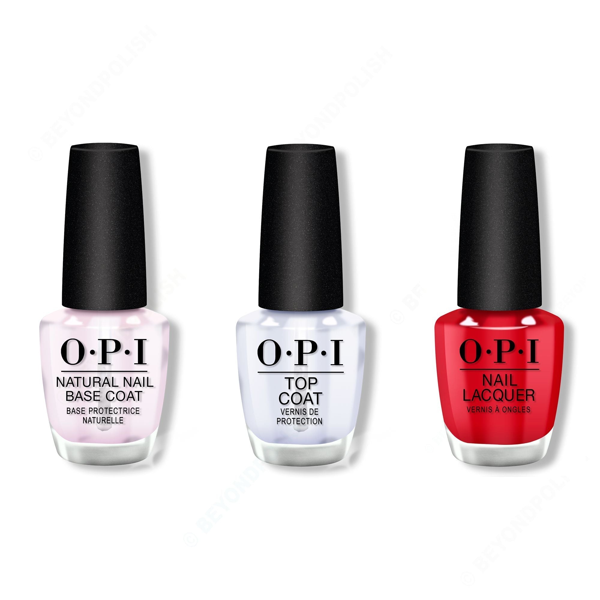 OPI - Nail Lacquer Combo - Base, Top & Rebel With A Clause - Salon Quality