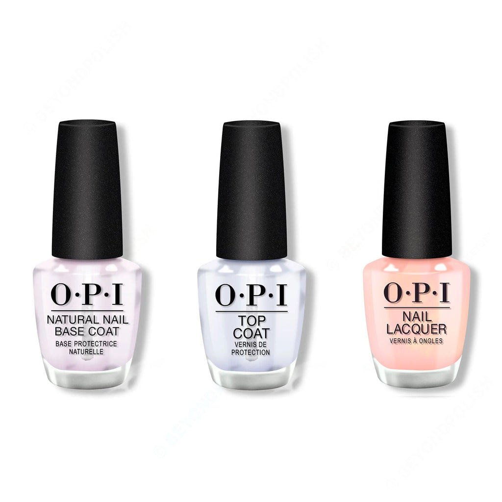 OPI - Nail Lacquer Combo - Base, Top & Reoccurin' Gleam - Salon Quality