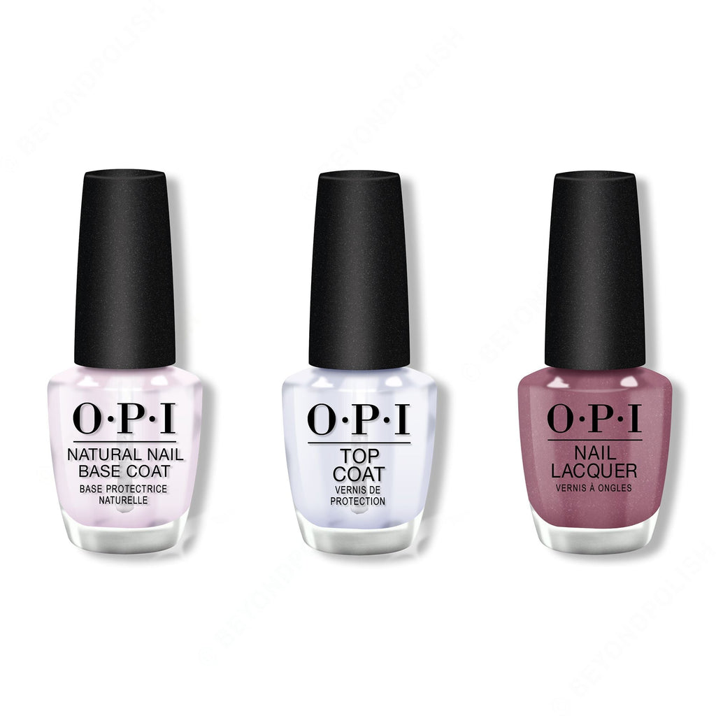 OPI - Nail Lacquer Combo - Base, Top & Reykjavik Has All the Hot Spots 0.5 oz - Salon Quality