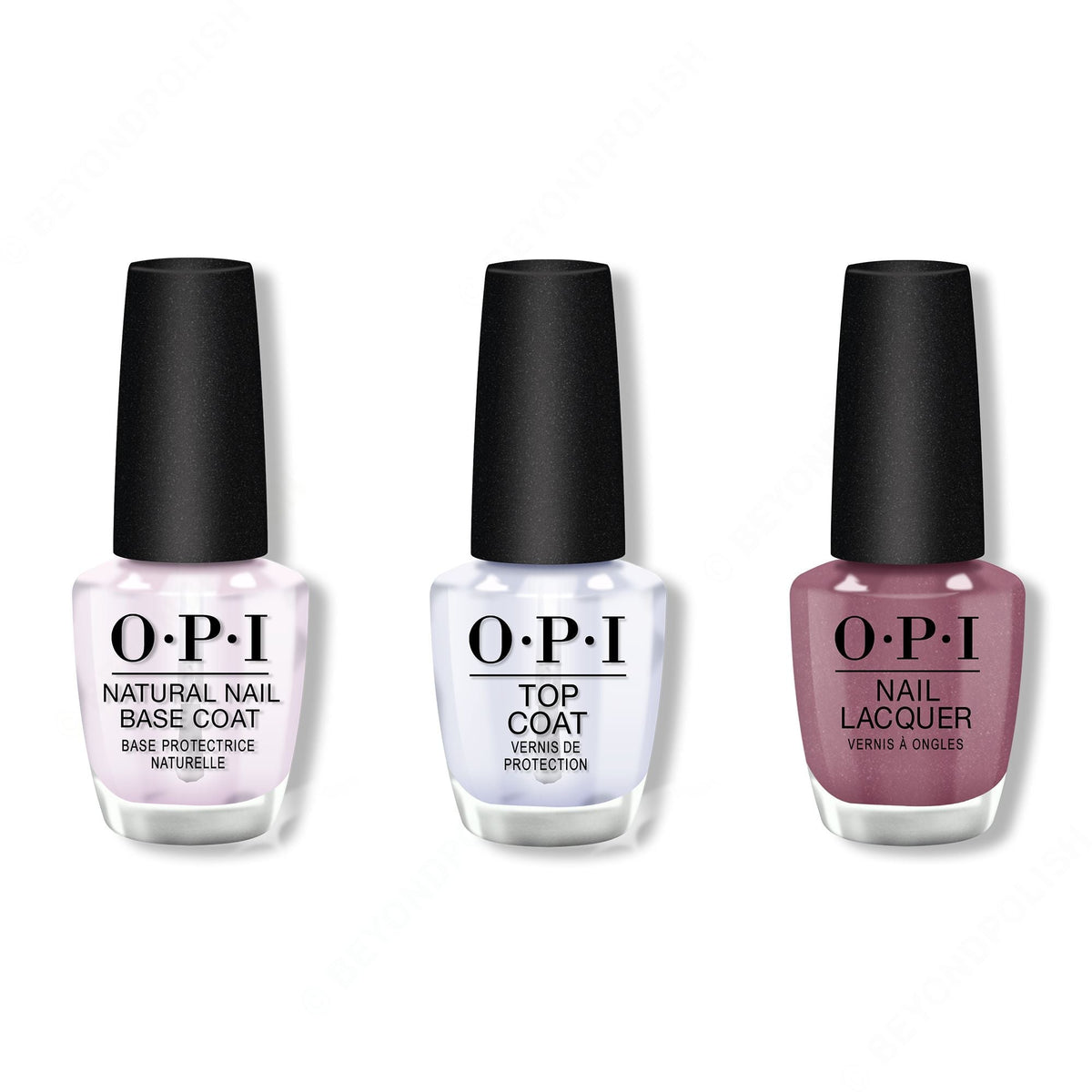 OPI - Nail Lacquer Combo - Base, Top & Reykjavik Has All the Hot Spots 0.5 oz - Salon Quality