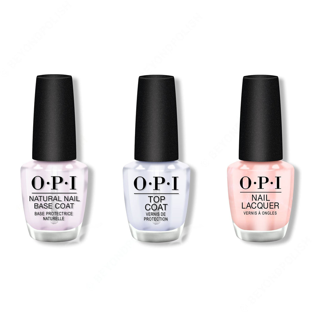 OPI - Nail Lacquer Combo - Base, Top & Rosy Future 0.5 oz - Salon Quality