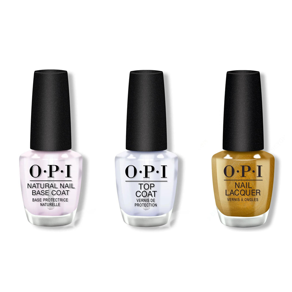 OPI - Nail Lacquer Combo - Base, Top & SaTURN Me On - Salon Quality
