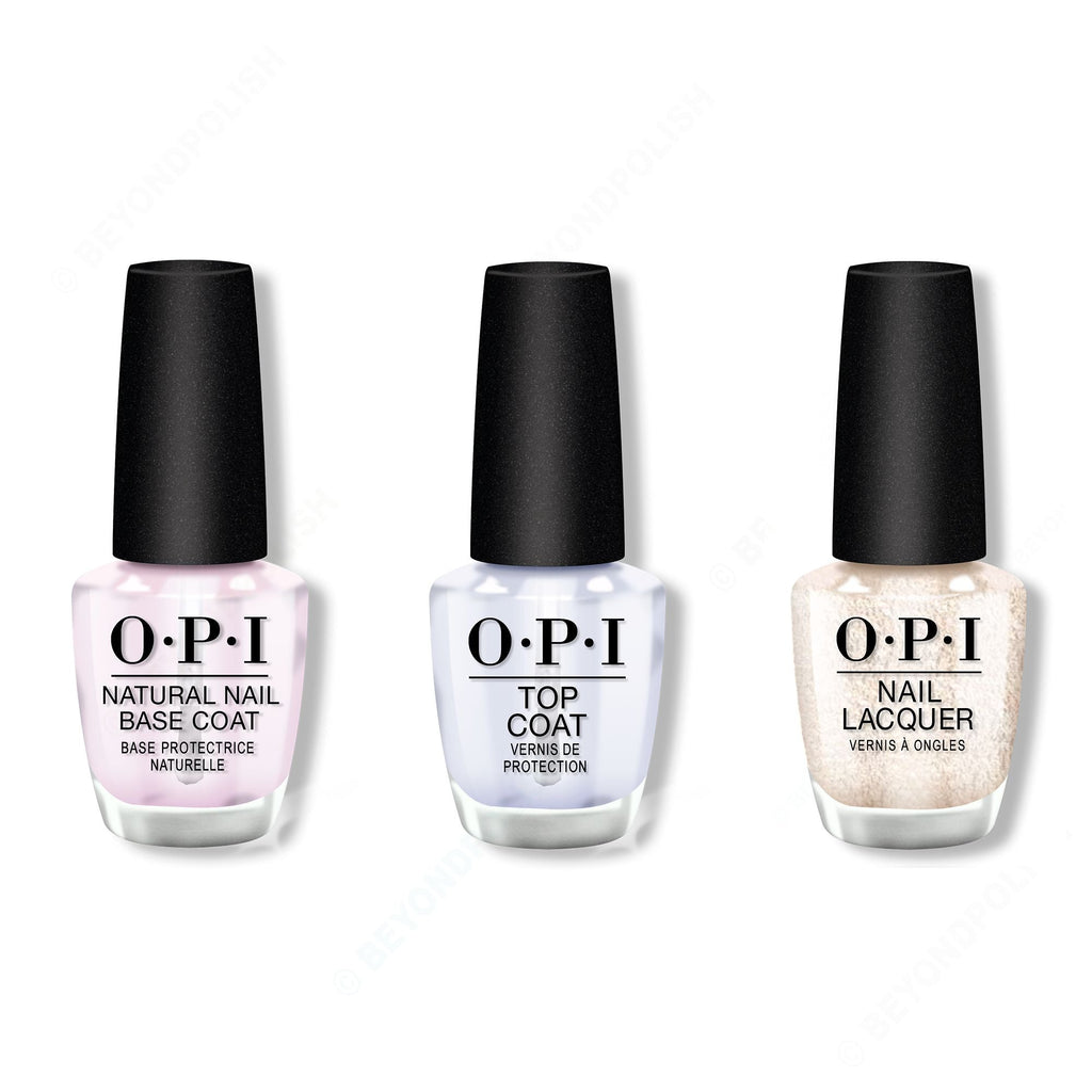 OPI - Nail Lacquer Combo - Base, Top & Salty Sweet Nothings - Salon Quality