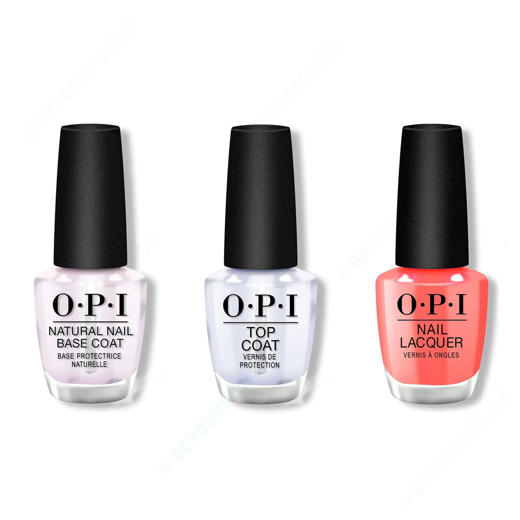 OPI - Nail Lacquer Combo - Base, Top & Shrimp Cocktail - OPIcons Spring 2026 - Salon Quality