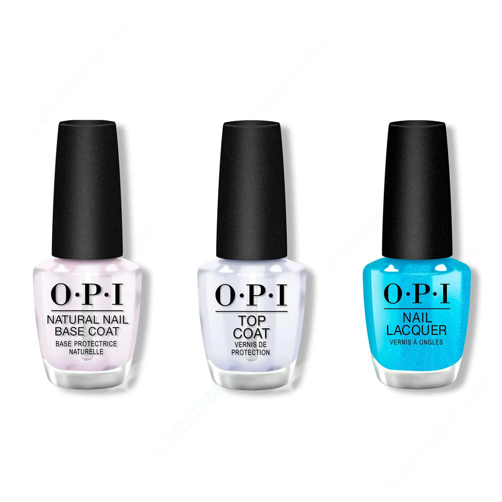 OPI - Nail Lacquer Combo - Base, Top & Sky Blue's the Limit - Salon Quality