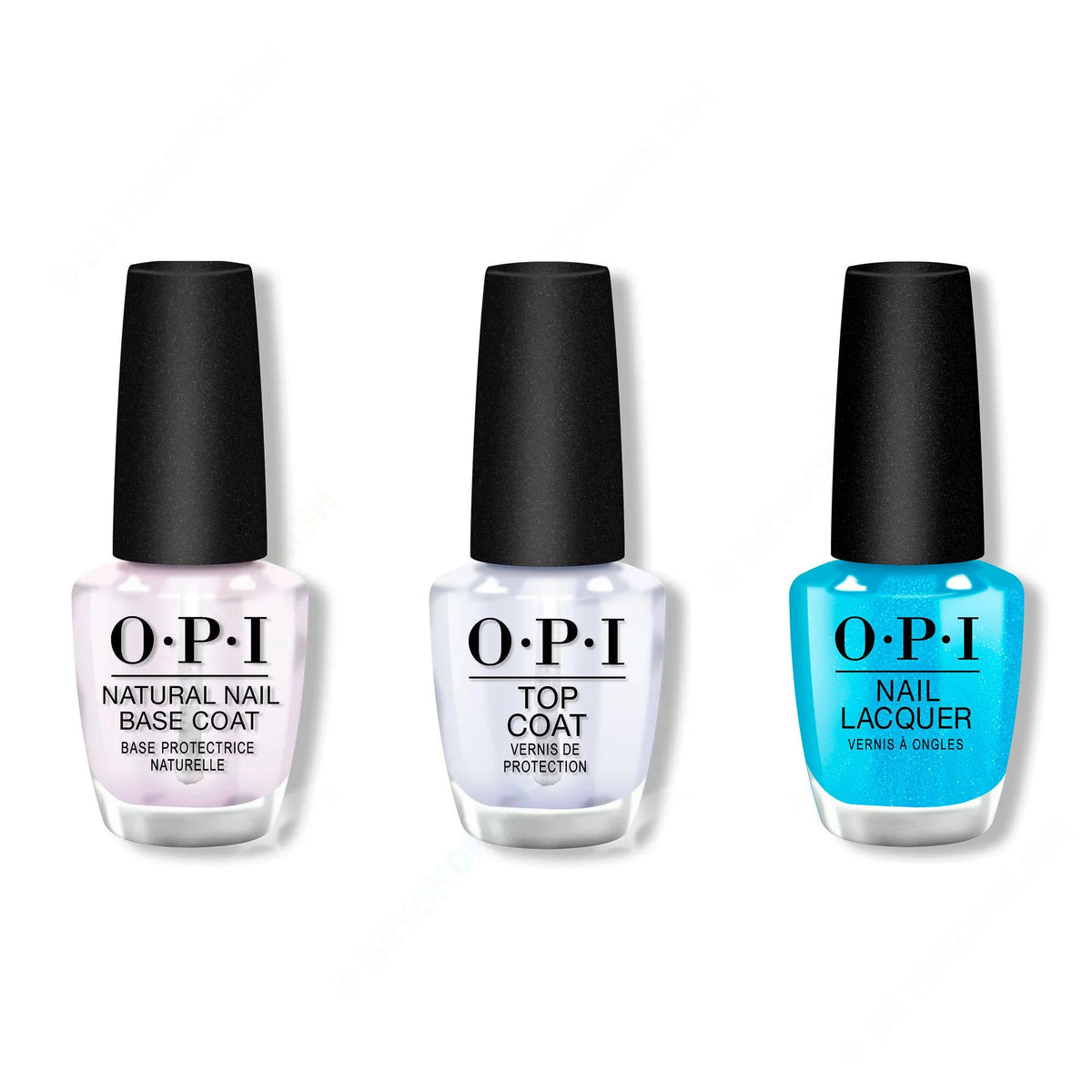 OPI - Nail Lacquer Combo - Base, Top & Sky Blue's the Limit - Salon Quality